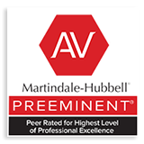 AV Martindale-Hubbelll Preeminent Peer rated for highest level of Professional excellence